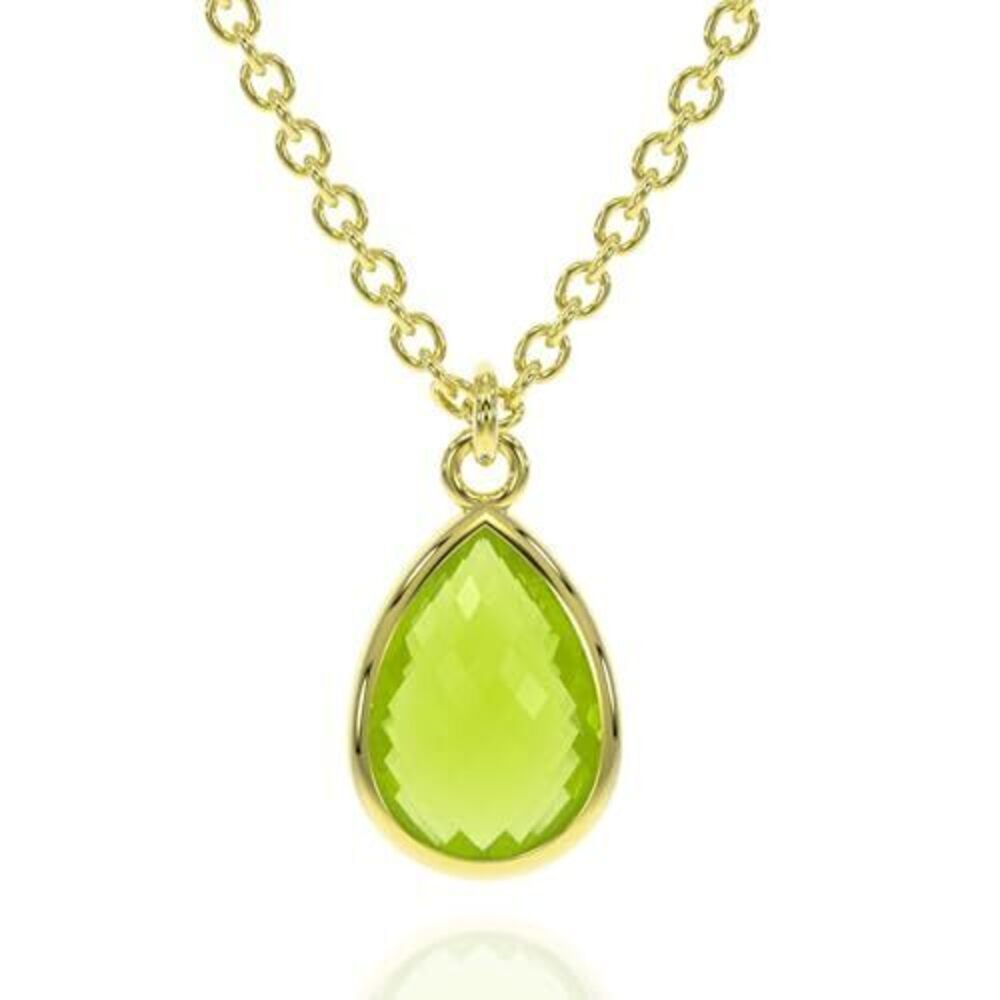 4905 Peridot Necklace , Premium Gold Pear Drop Necklaces - Tarnish Free 18K